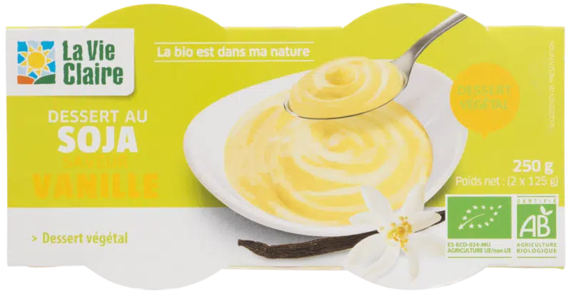 Dessert au soja saveur vanille bio