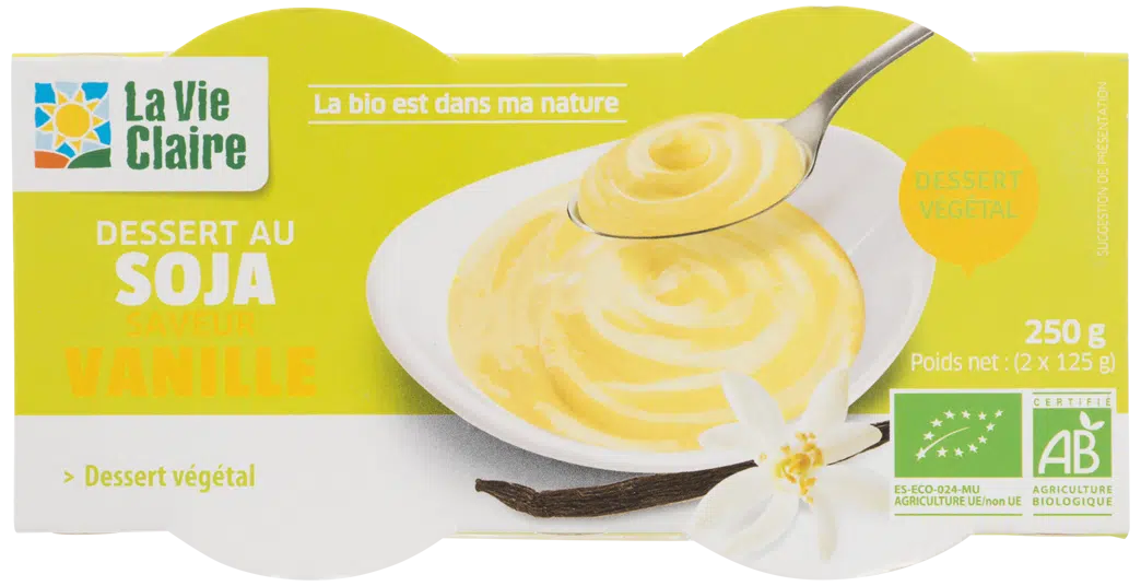 Dessert au soja saveur vanille bio