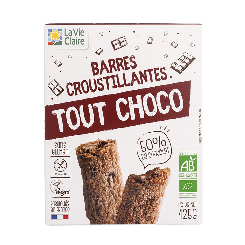 Barres croustillantes tout chocolat bio