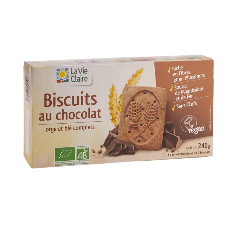 Biscuit vegan au blé complet et au chocolat bio