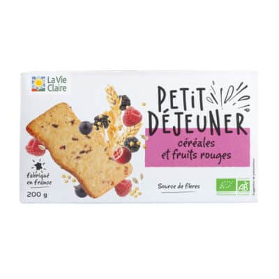 Biscuits petit déjeuner céréales et fruits rouges bio