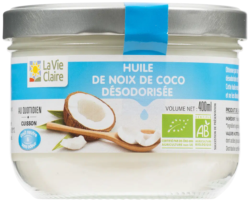 Huile de coco désodorisée bio