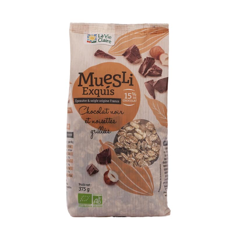 Muesli exquis au chocolat et aux noisettes bio