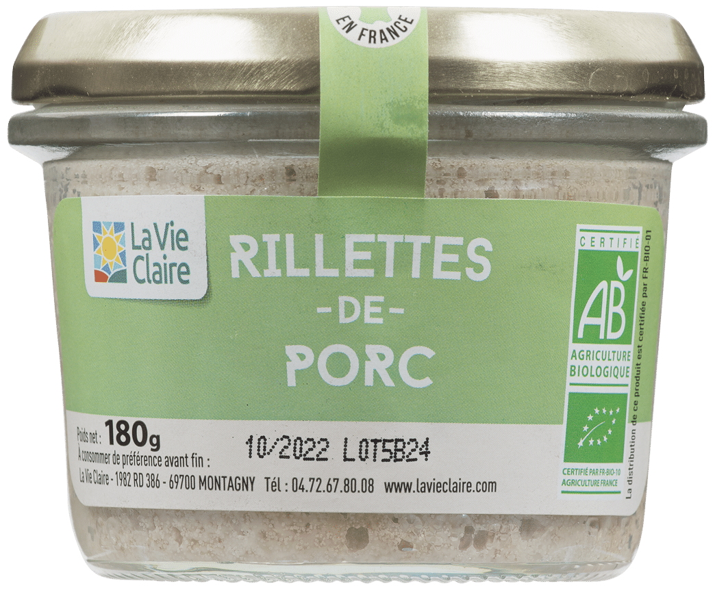 RILLETTES DE PORC BIO 180G
