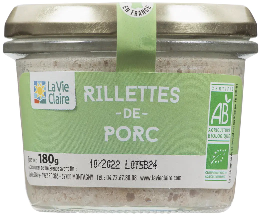 RILLETTES DE PORC BIO 180G