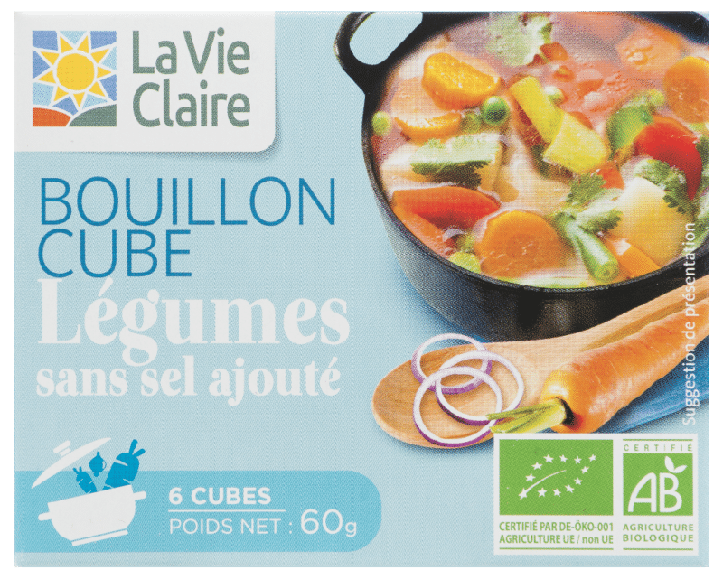 Bouillon cude légumes sans sel ajouté bio