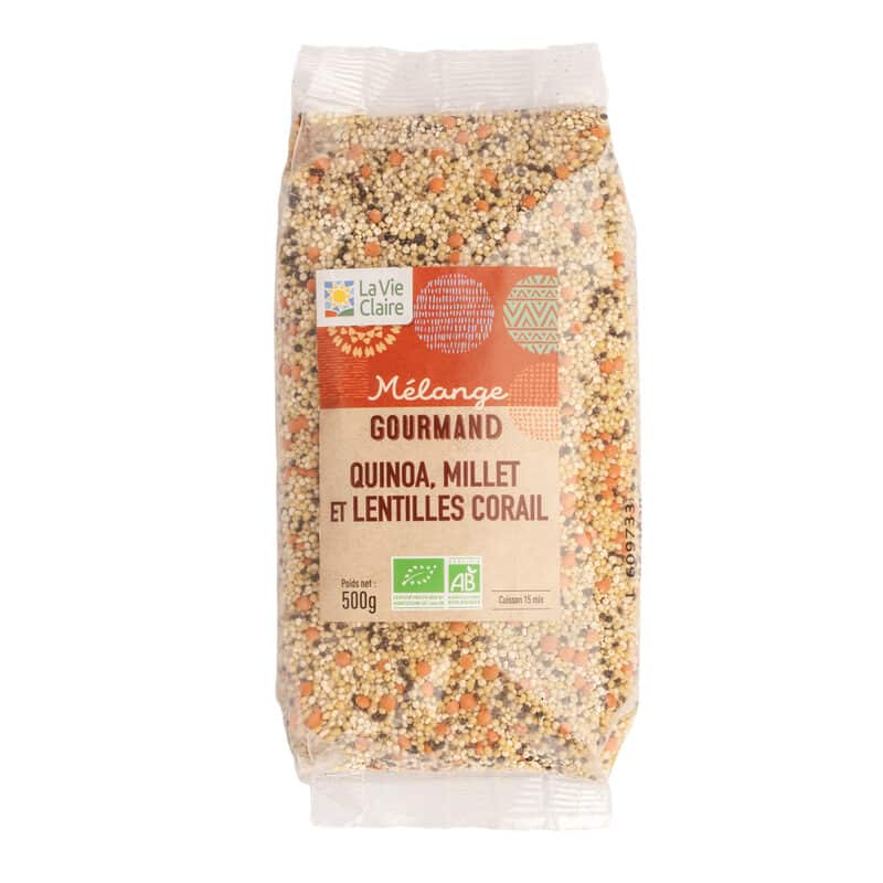 Mélange quinoa, millet et lentilles corail bio