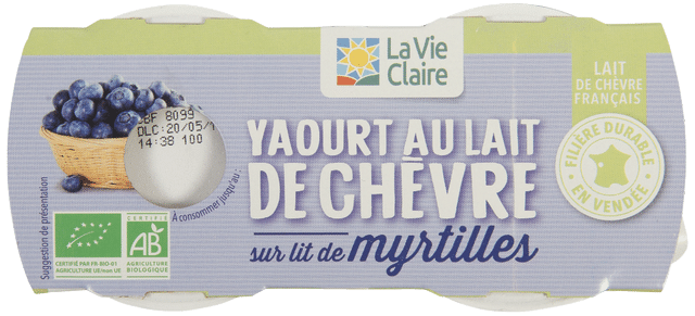 Yaourt chèvre bicouche myrtille bio