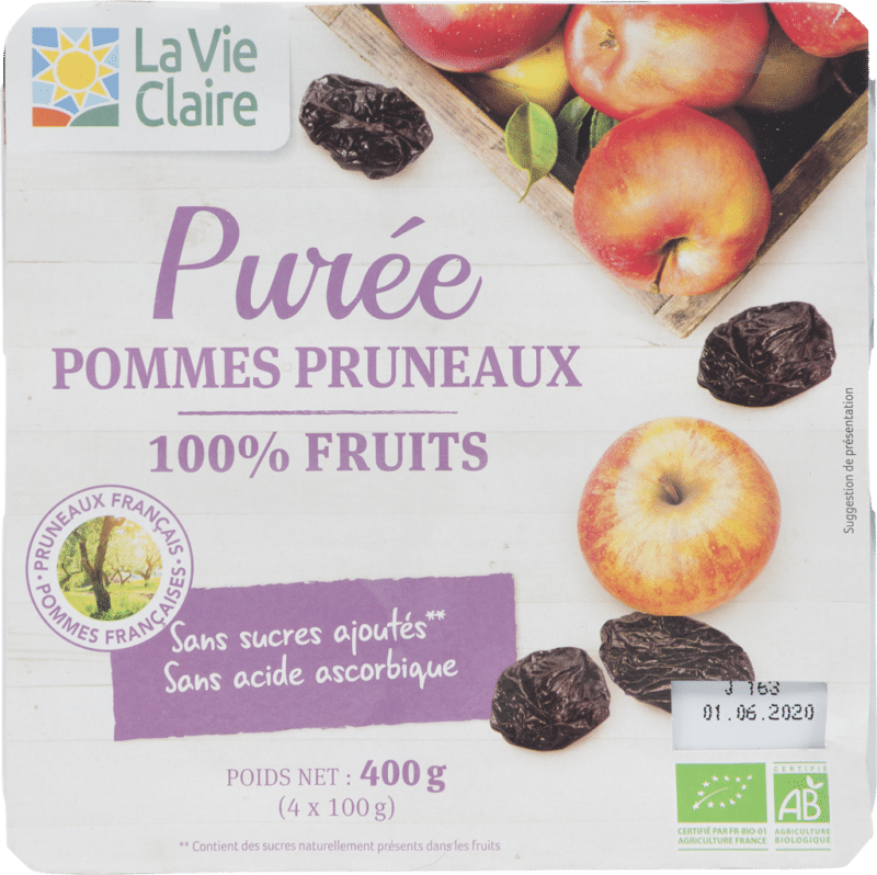 Purée pommes pruneaux bio