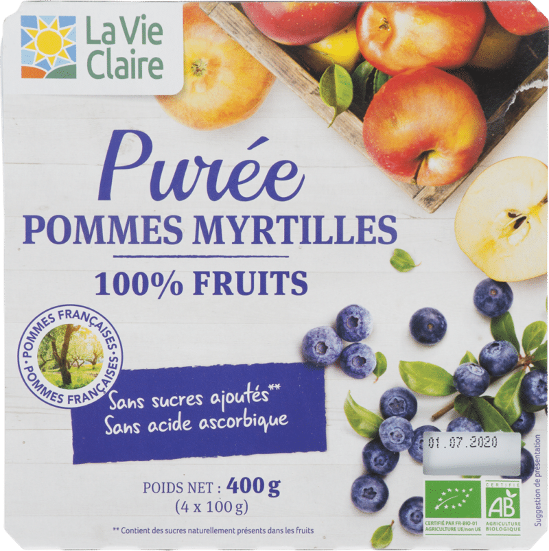 Purée pommes myrtilles bio