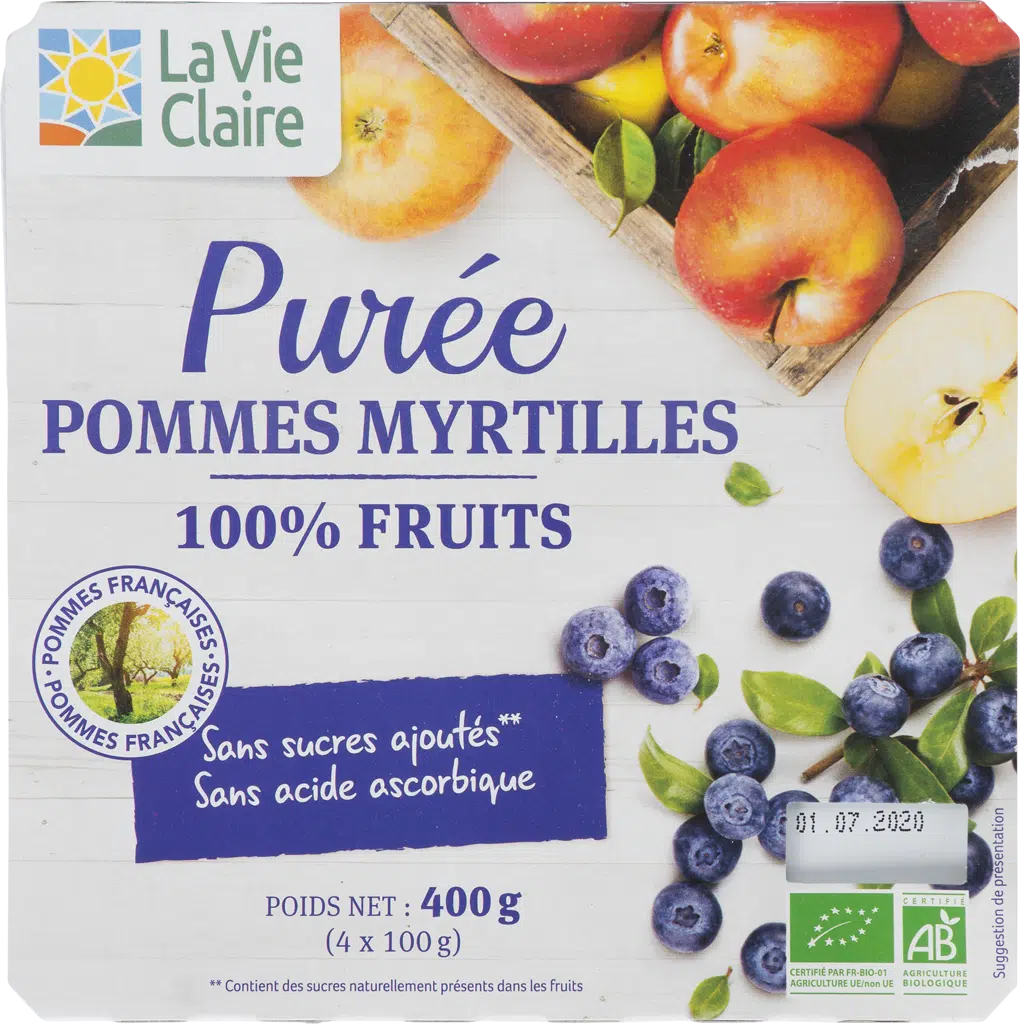 Purée pommes myrtilles bio