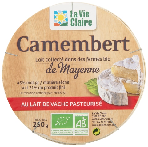 Camembert au lait de vache pasteurisé bio