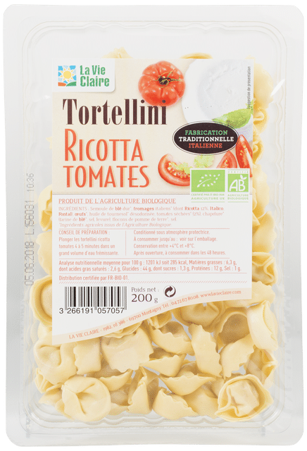 Tortellini ricotta tomates bio