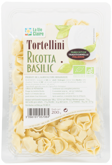 Tortellini ricotta basilic bio