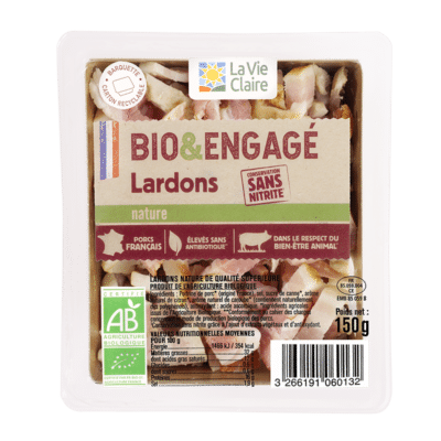 Lardons nature qualité supérieure sans nitrite bio