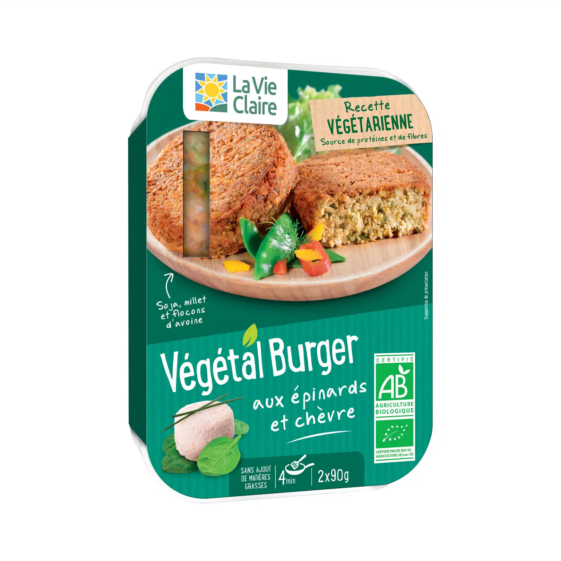 Végétal burger aux épinard et chèvre bio