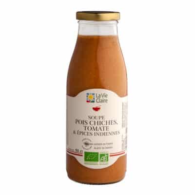 Soupe de pois chiches, tomates et piment d'Espelette bio