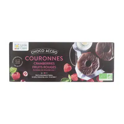 Biscuits cranberries et fruits rouges enrobés de chocolat bio