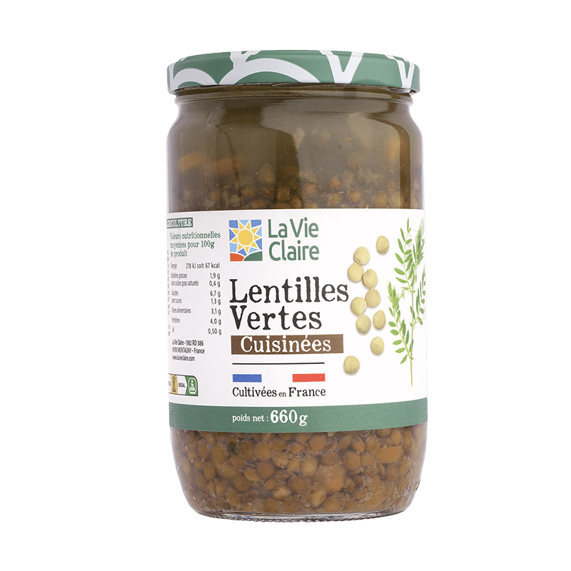 Lentilles vertes cuisinées bio