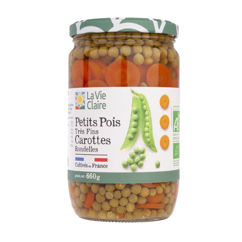 Petits pois carottes en rondelle bio