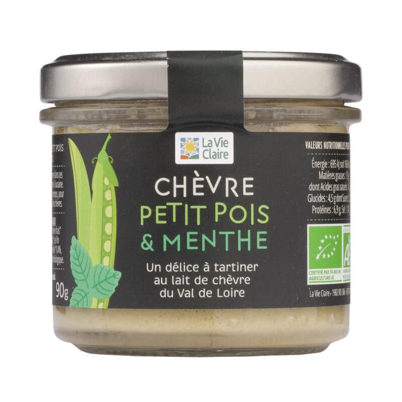 Tartinable au chèvre, petit pois et menthe bio