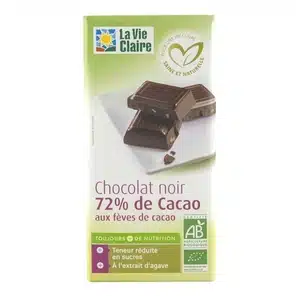 Chocolat noir 72% aux fèves de cacao bio