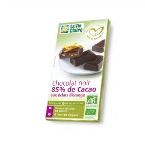 Chocolat noir 85% aux éclats d'orange bio