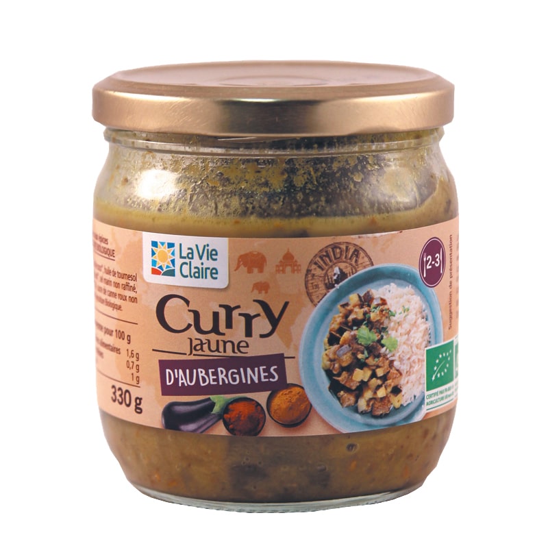 Curry jaune d'aubergines bio