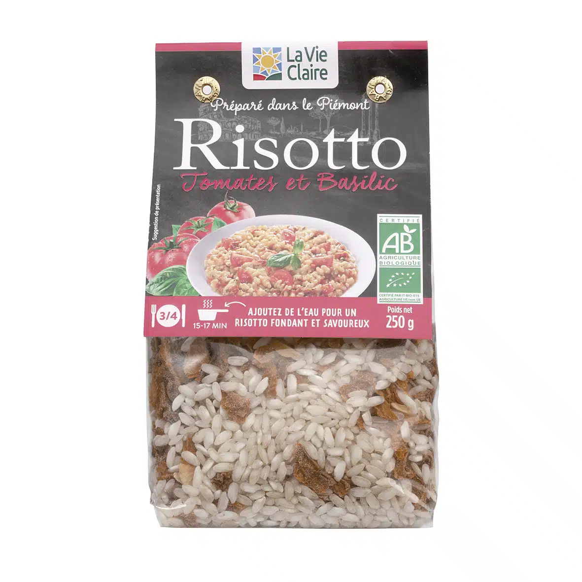 Risotto tomates basilic bio