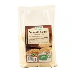 Semoule fine complète de blé dur - Bio - 500 g