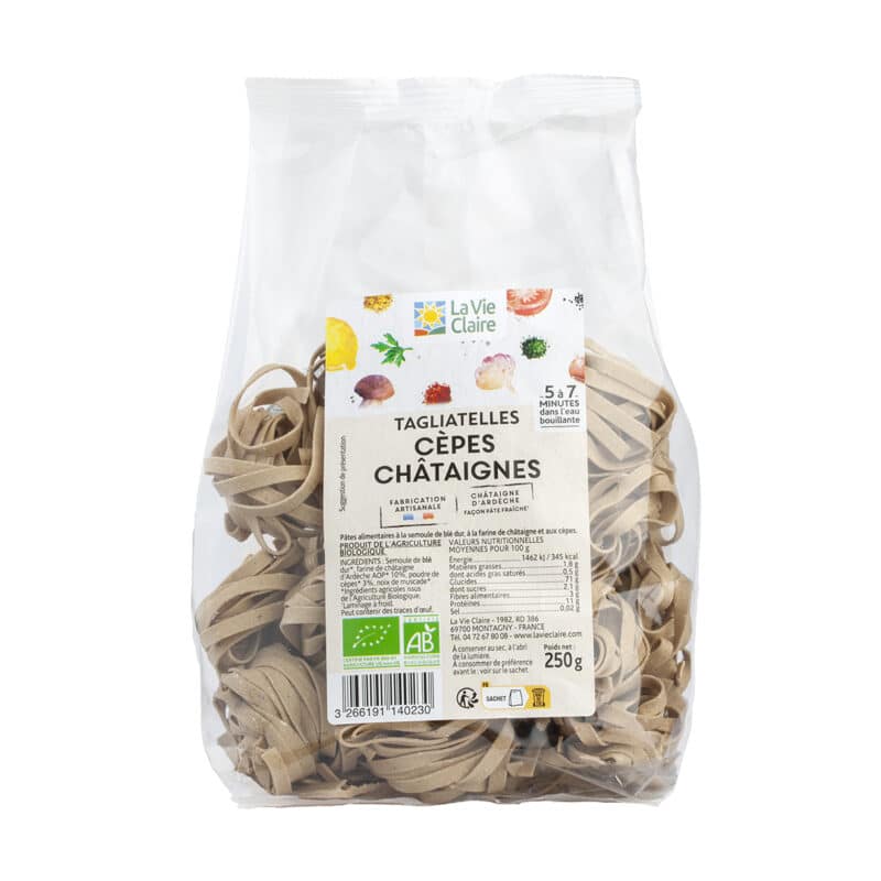 Tagliatelles cèpes et châtaignes bio