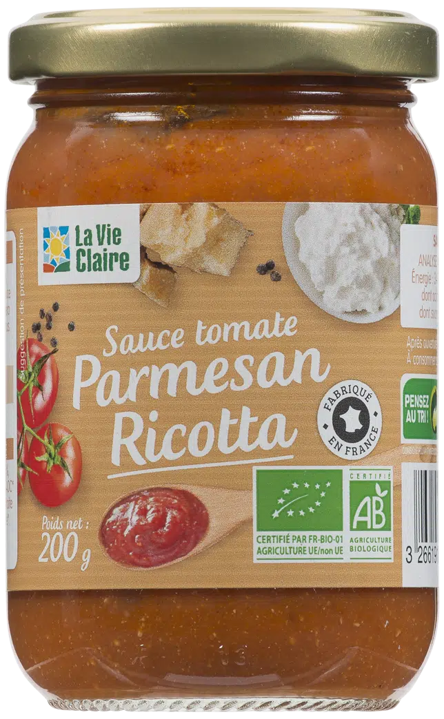 Sauce tomate parmesan ricotta bio