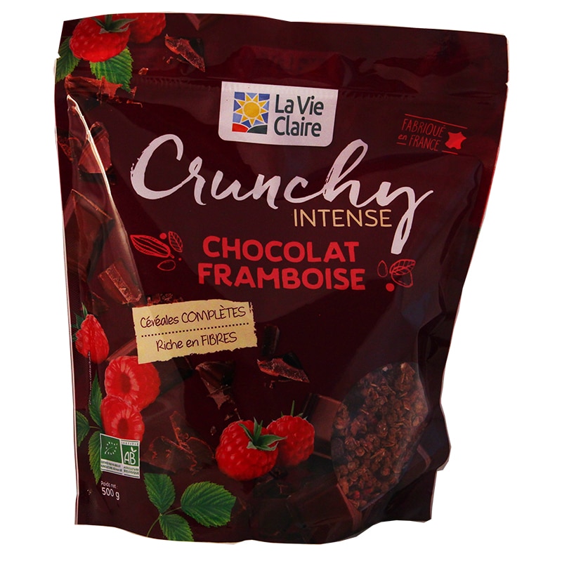 Crunchy au chocolat et framboise bio