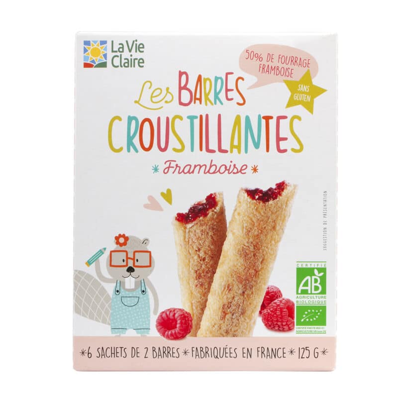 Barres croustillantes à la framboise bio