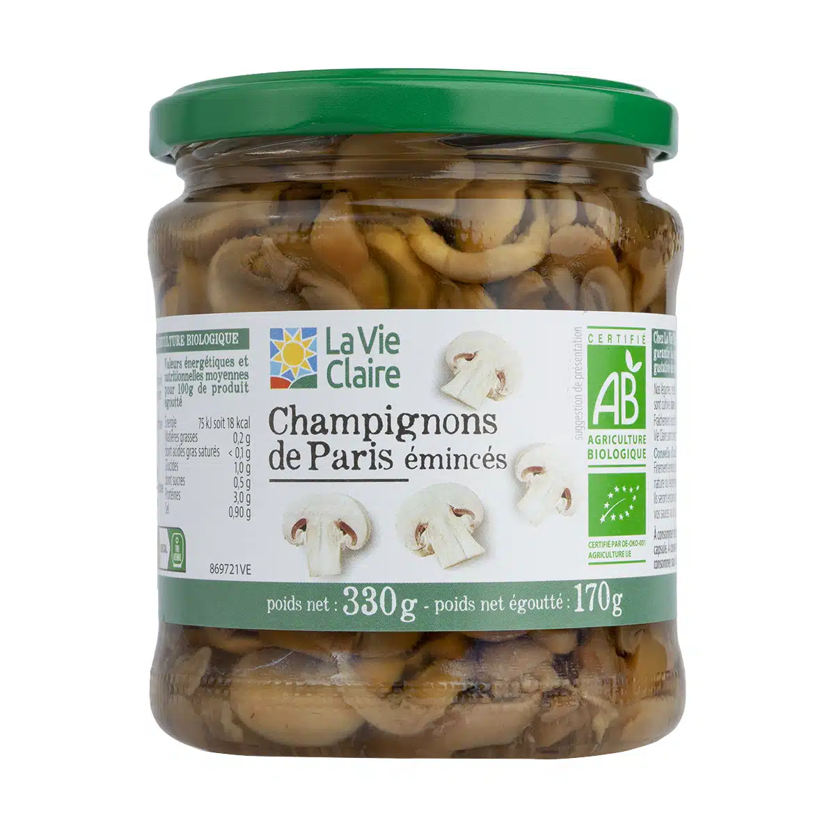 CHAMPIGNONS EN LAMELLES BIO LA VIE CLAIRE