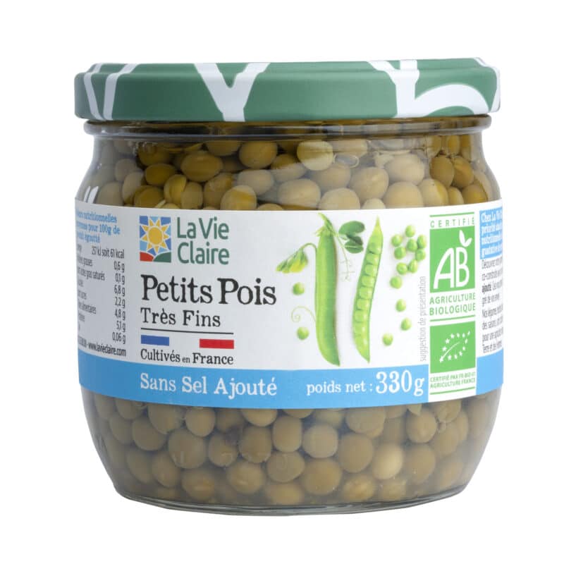 Petits pois très fins sans sel bio