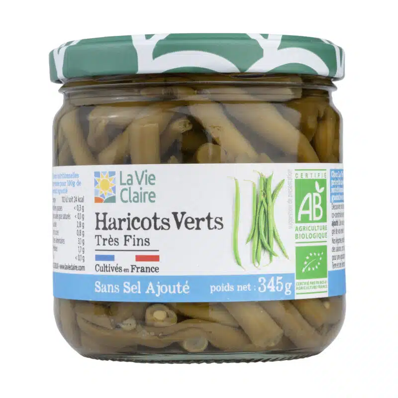 Haricots verts très fins sans sel bio