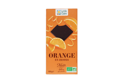 Tablette chocolat noir 66% orange bio