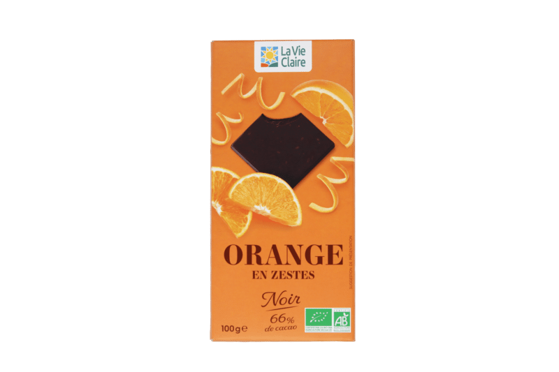 Tablette chocolat noir 66% orange bio