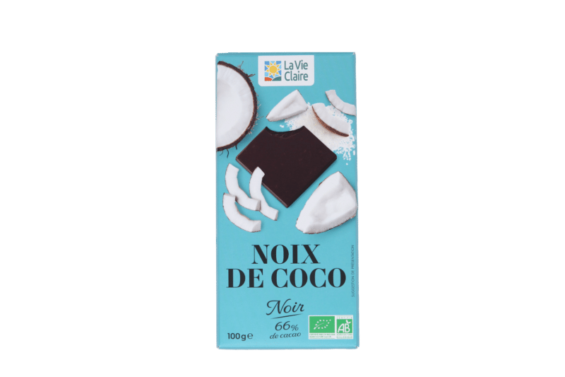 Tablette chocolat noir 66% coco rapée bio