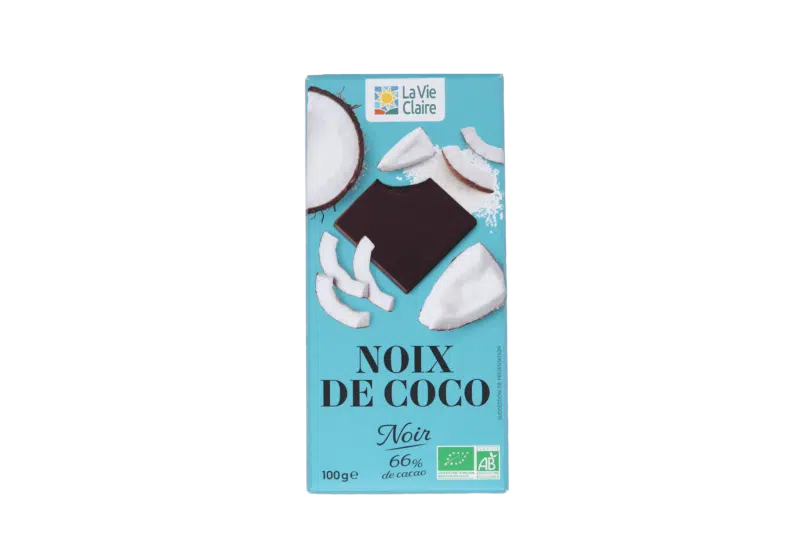 Tablette chocolat noir 66% coco rapée bio