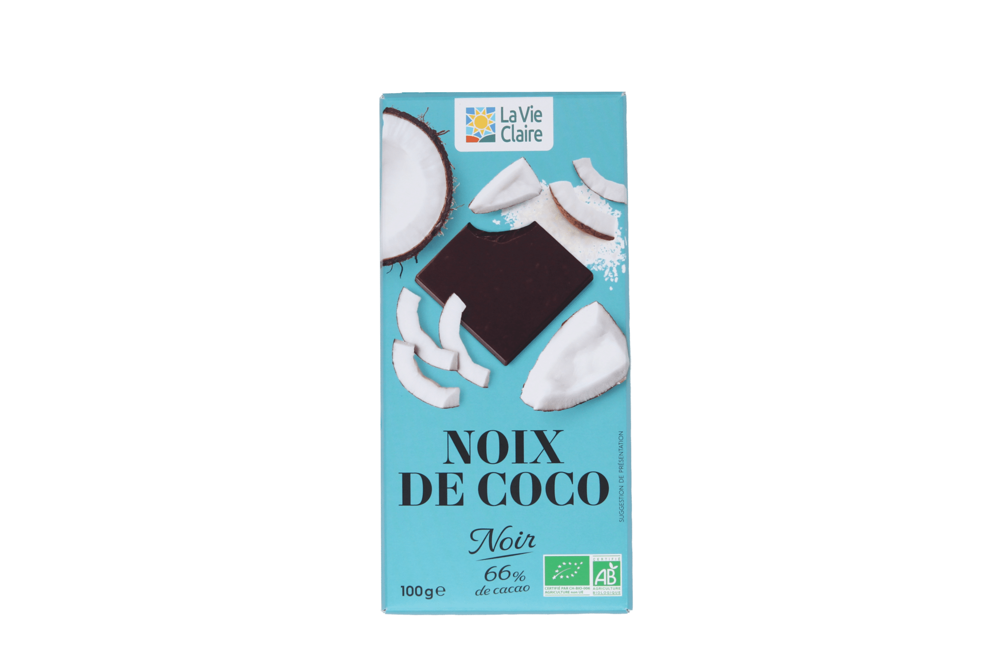 Tablette de chocolat noir à la noix de coco rapée