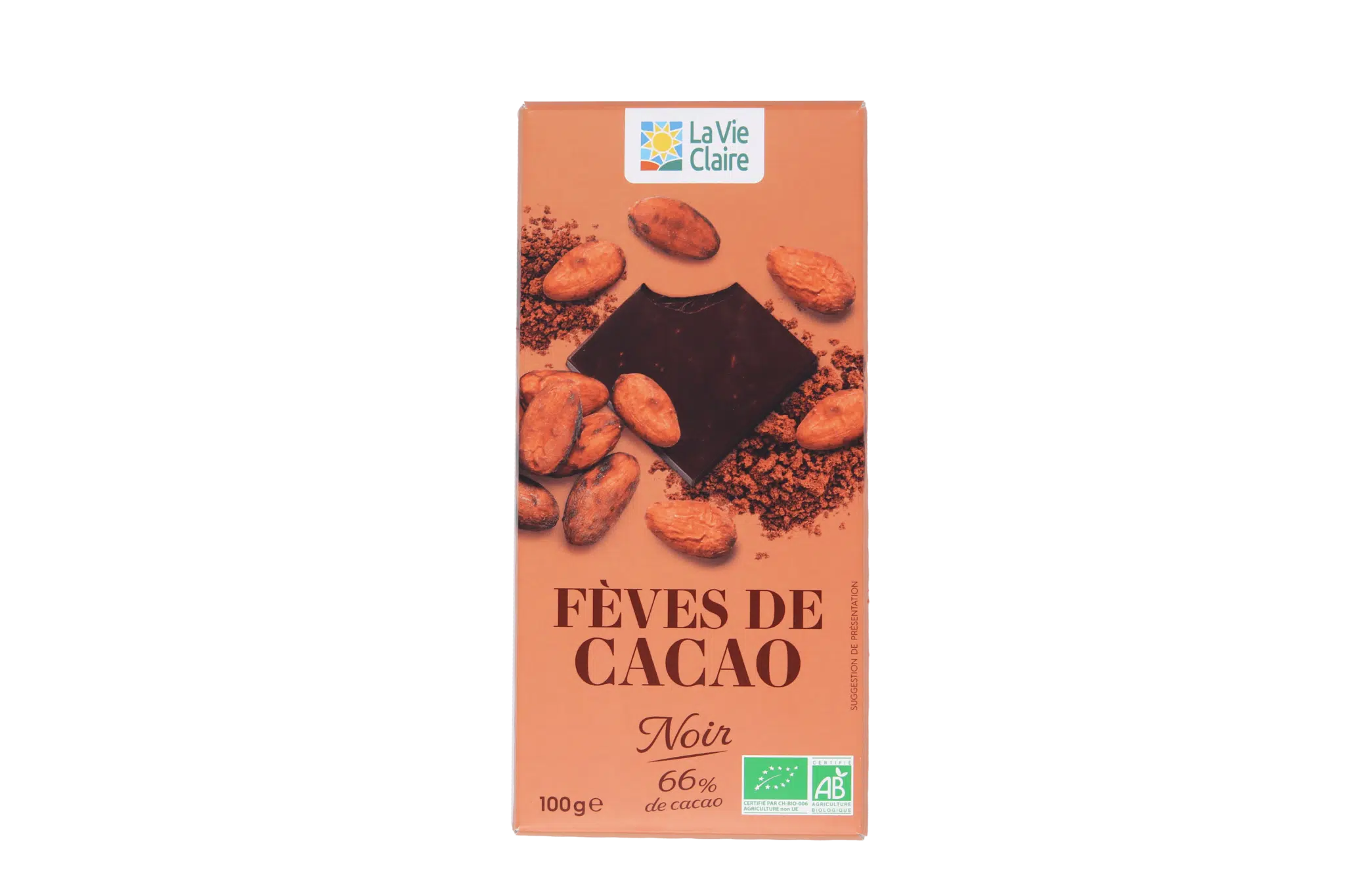 Tablette de chocolat noir aux éclats de fèves de cacao
