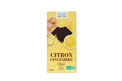 Tablette chocolat noir 66% citron gingembre bio