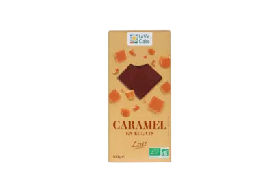 Tablette chocolat au lait aux éclats de caramel bio