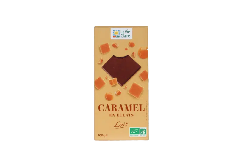 Tablette chocolat au lait aux éclats de caramel bio