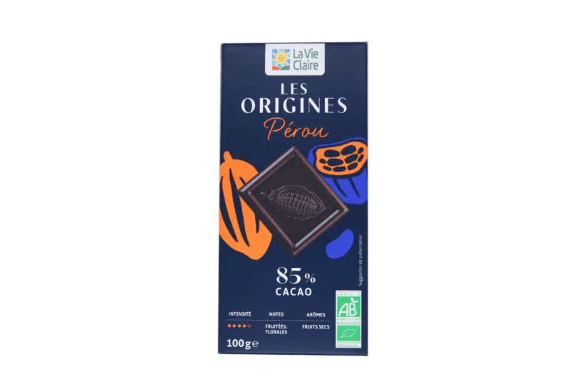 Tablette chocolat noir 85% Pérou bio