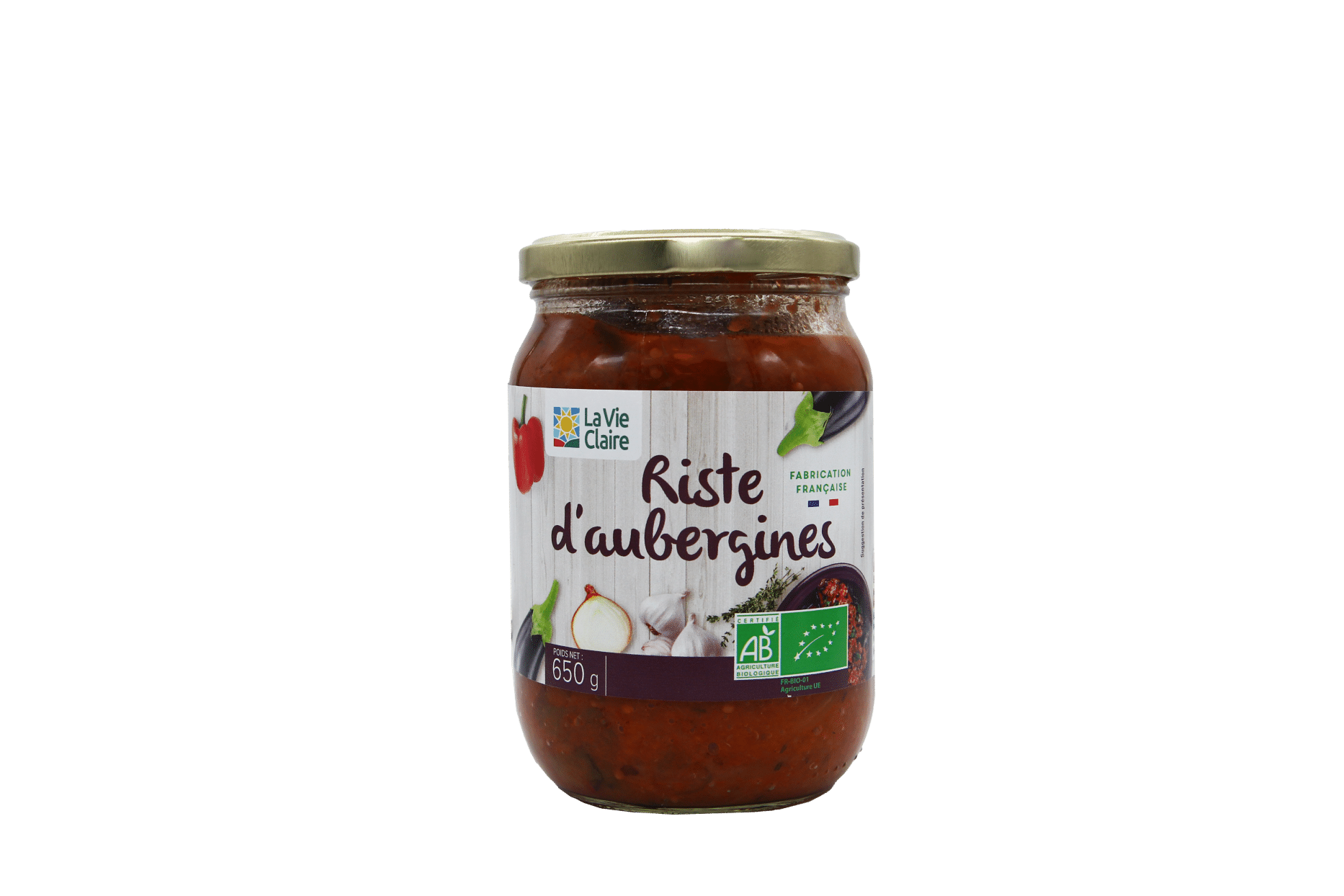 Riste d'aubergines cuisinées aux oignons et aux poivrons