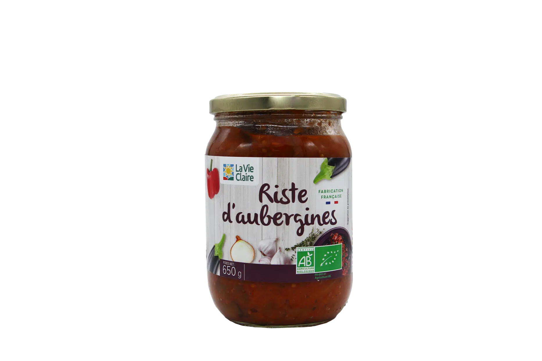 Riste d'aubergines cuisinées aux oignons et aux poivrons