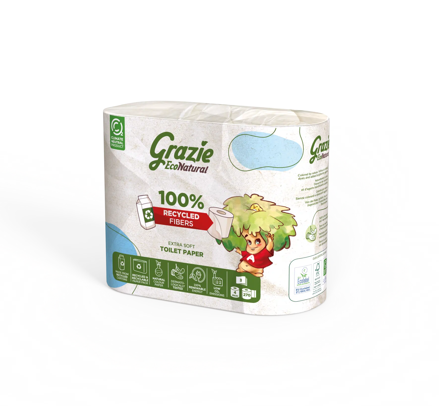 Papier toilette 4 rouleaux maxi 3 plis